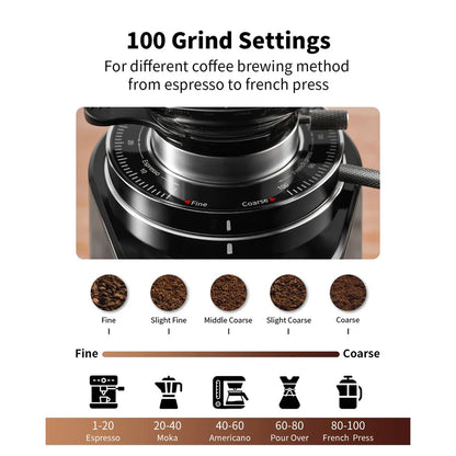 AVX | CG301 Kaffeemühle | 64 mm. | 2 Timer | silber